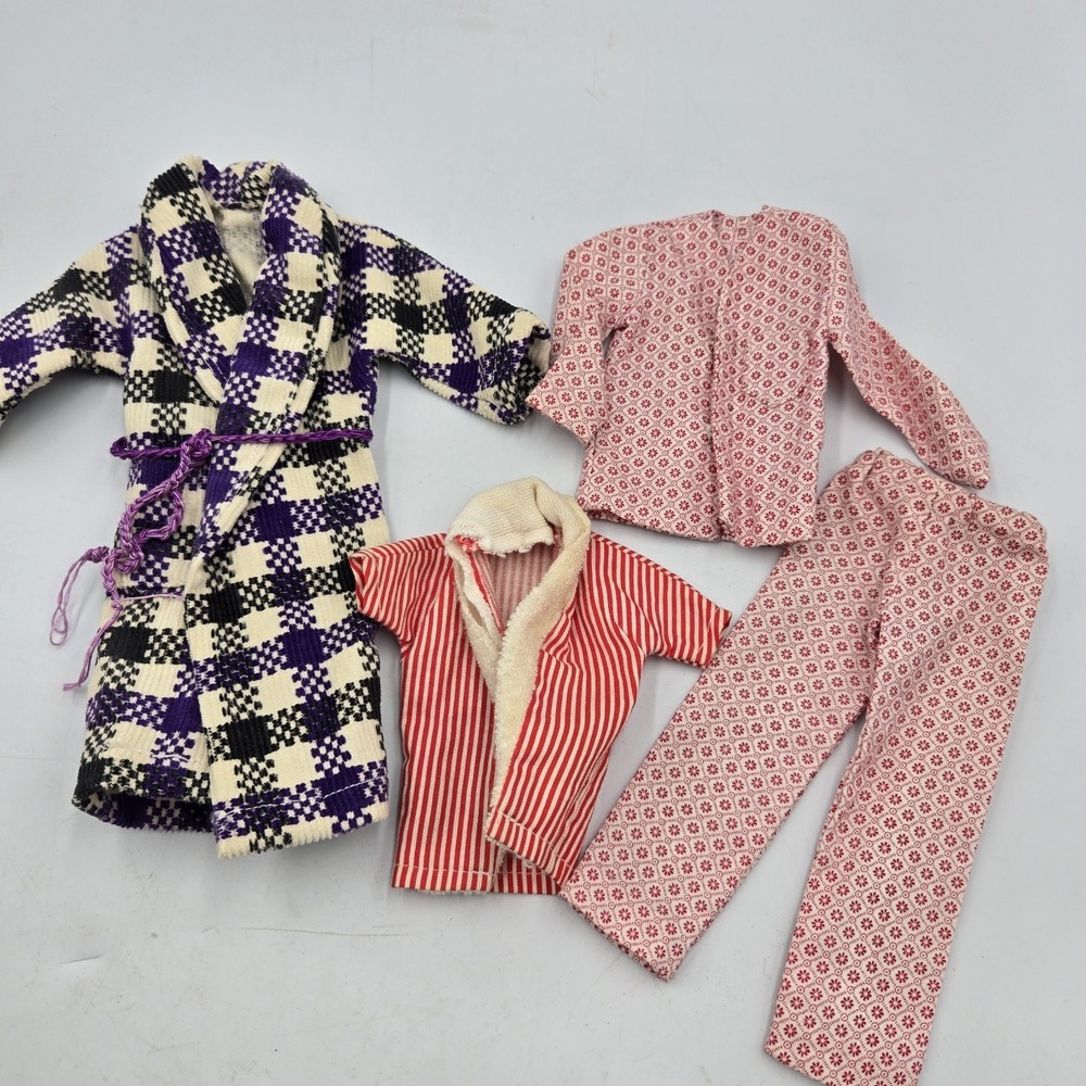 Vintage 60s Barbie KEN DOLL Sleeper Set Outfit Lot Pajamas Clothes Robe Pj's
